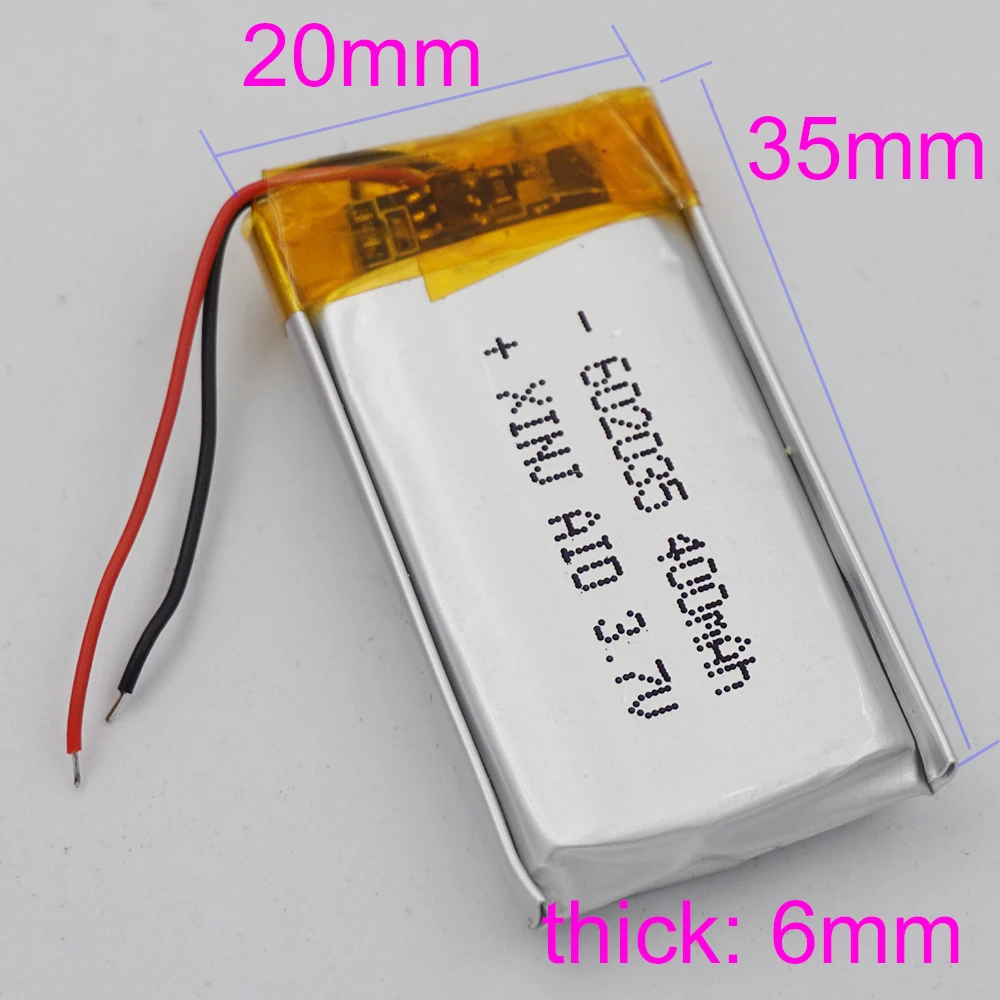 XINJ 3.7V 400 mAh Li-Polymer Li Lipo Lithium Battery Cell 602035 Li-ion For GPS Bluetooth Speaker LED Light Driving Recorder DIY