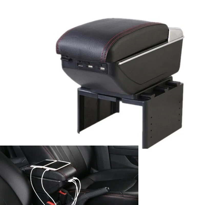 Automatic Car Chromage Super Luxury Armrest Armrest Arm Rest Black Cup Ashtray with 6 USB Ports Universal Car Arm Rest