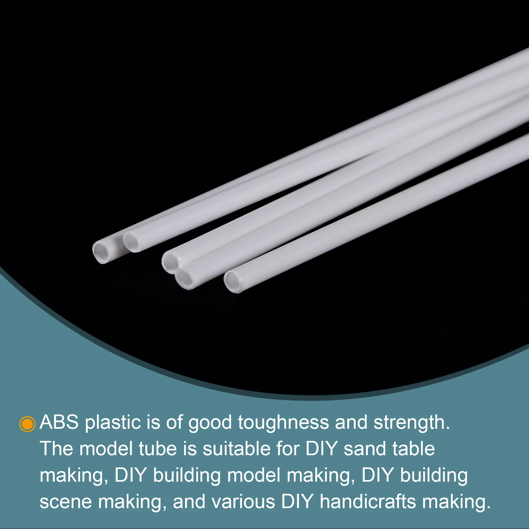 Uxcell – tiges rondes en plastique ABS, 1.45mm x 2mm, 10 ", blanc, facile à utiliser pour la fabrication de modèles d'architecture, bricolage, 5 paquets