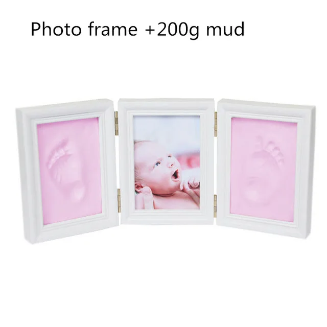 Baby Hand&Foot Print Hands Feet Mold Maker Baby Photo Frame With Cover Fingerprint Mud Set Baby Growth Memorial Gift