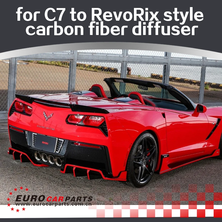 

C7 carbon fiber diffuser fit for Corvette C7 to RevoRix style carbon fiber rear diffuser for C7 2pieces into carbon fiber