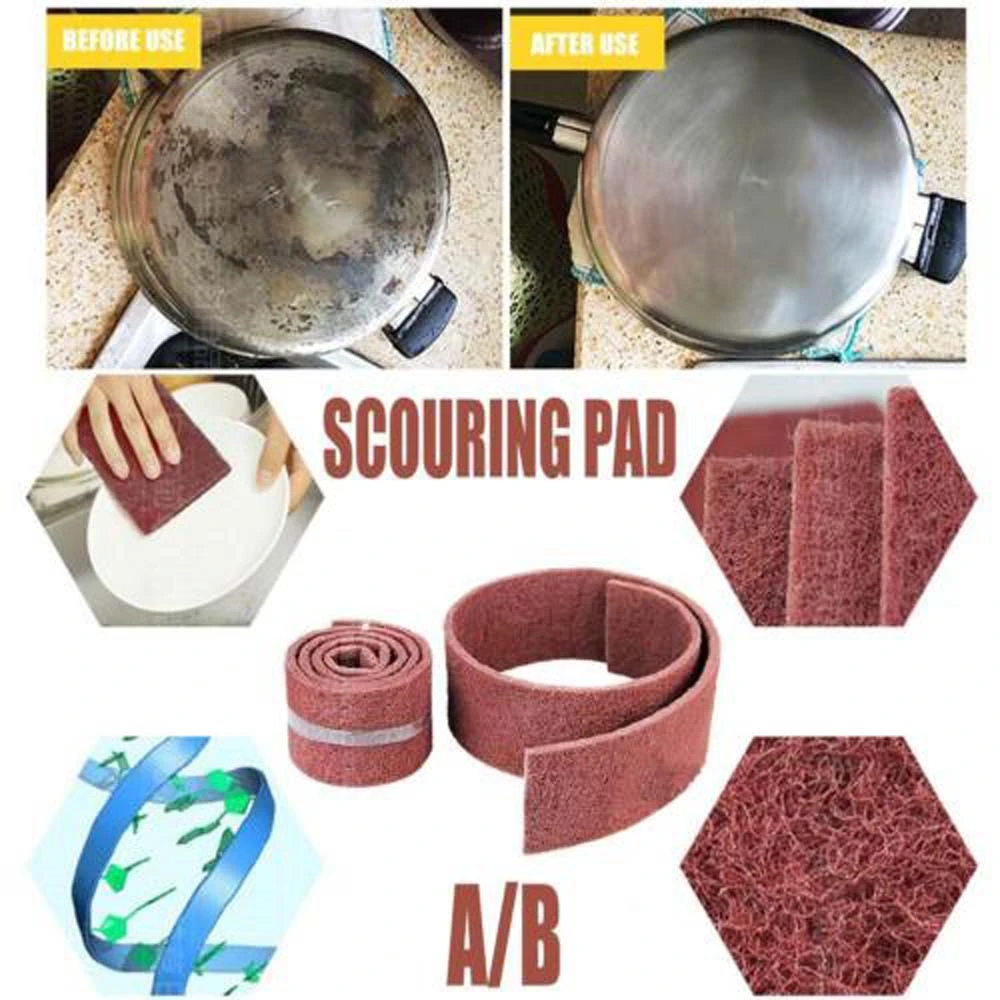 Dish Washing Brush Scouring Pad Emery Scrubber Sink Pot Bowl Stoves Plate Cup Cleaner Kitchen Bar Cleaning Tools 9cmx1m