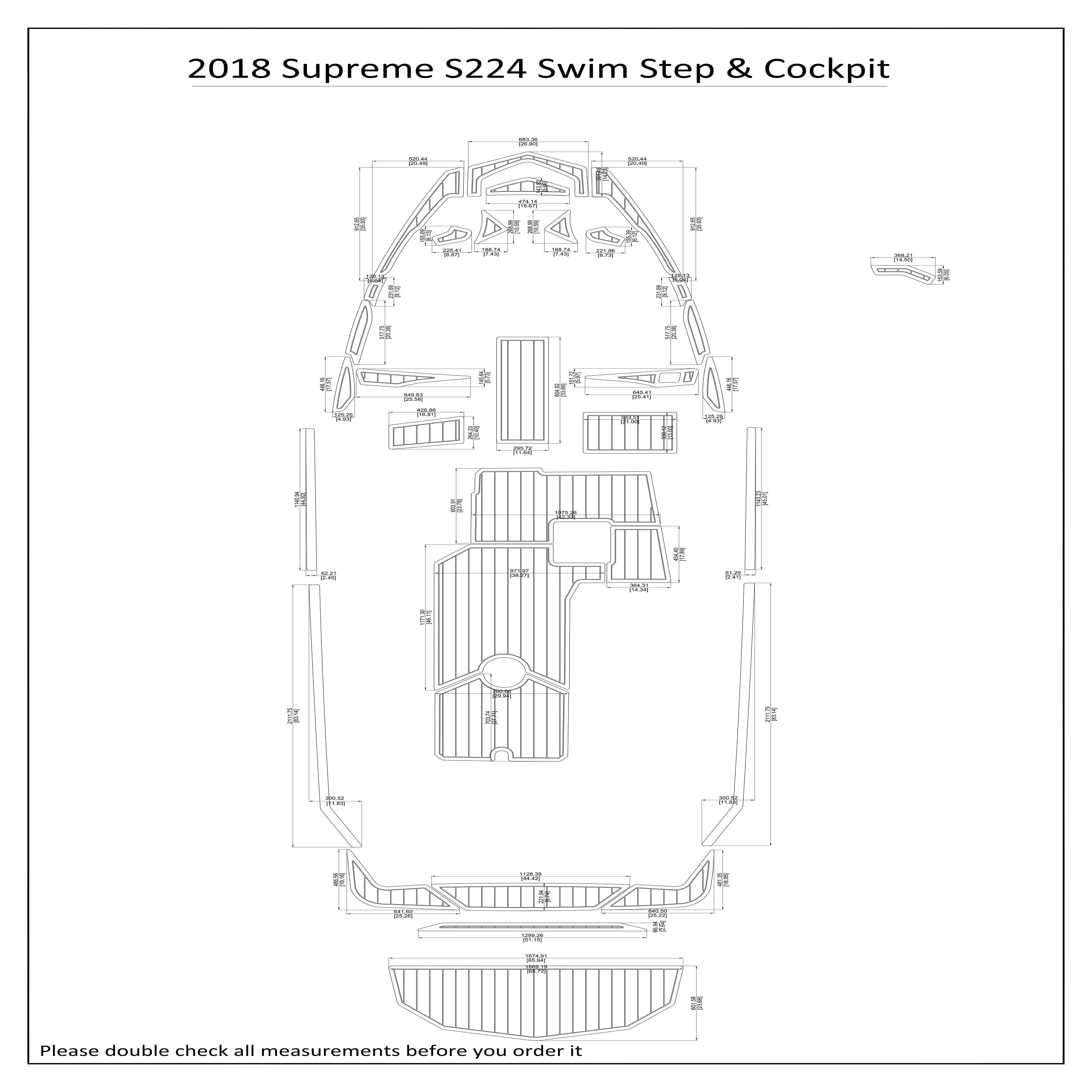 2018 Supre-me S224 Swim Step Cockpit Boat EVA Faux Foam Teak Deck Floor Pad