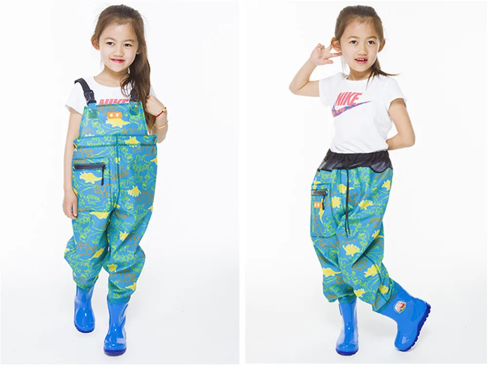 Fly Fishing Waders Kids Jumpsuit Waterproof Wading Pants With Rain Boots fish Beach Fishing Hunting girls boys Wader Trousers