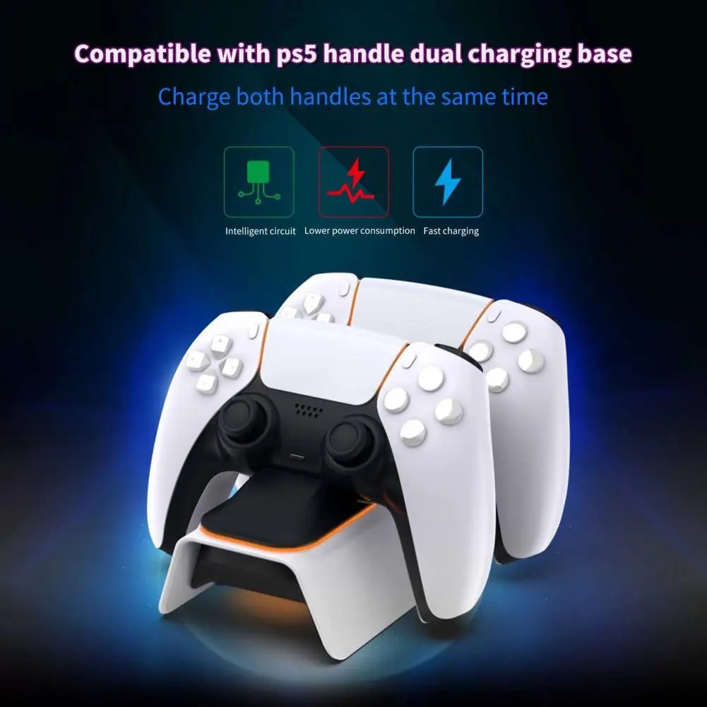 White Controller Charging Stand Portable Dual Charging Port Practical Low-power Consumption Controller Charging Dock