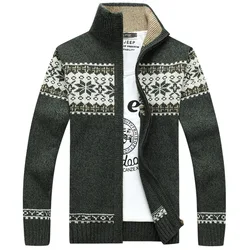 Men's Full-Zip Fair Isle Knitted Cardigan High-Neck Nordic Pattern Thick Sweater Jacket Multi-Color Casual Knitwear for Autumn