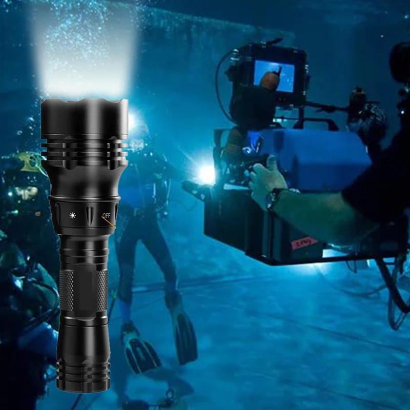 

Professional LED Diving Flashlight High Rate IP68 Diving Torch Light Portable 5-Mode Scuba Underwater 50m Lamp