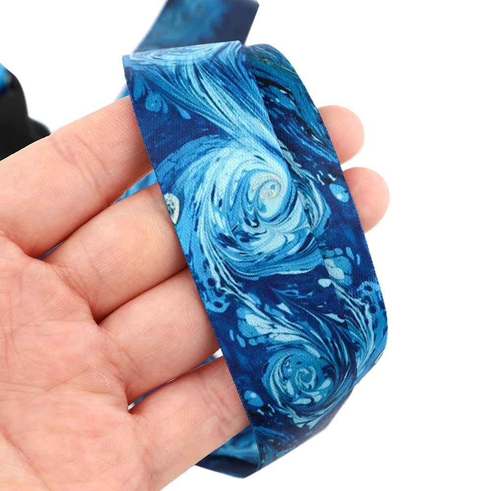 Брелок для ключей Flyingbee с изображением звездного неба Ван Гога, ремешок на шею с пряжкой для телефона, ID-карты, креативные ремешки X2355