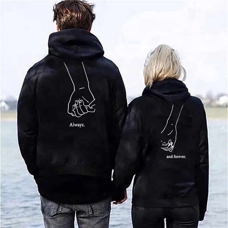 OMSJ Couple Letter Print Matching Autumn Winter Long Sleeve Always Forever Hoodies Fashion Lovers Sweatshirts Hooded Fall Gifts