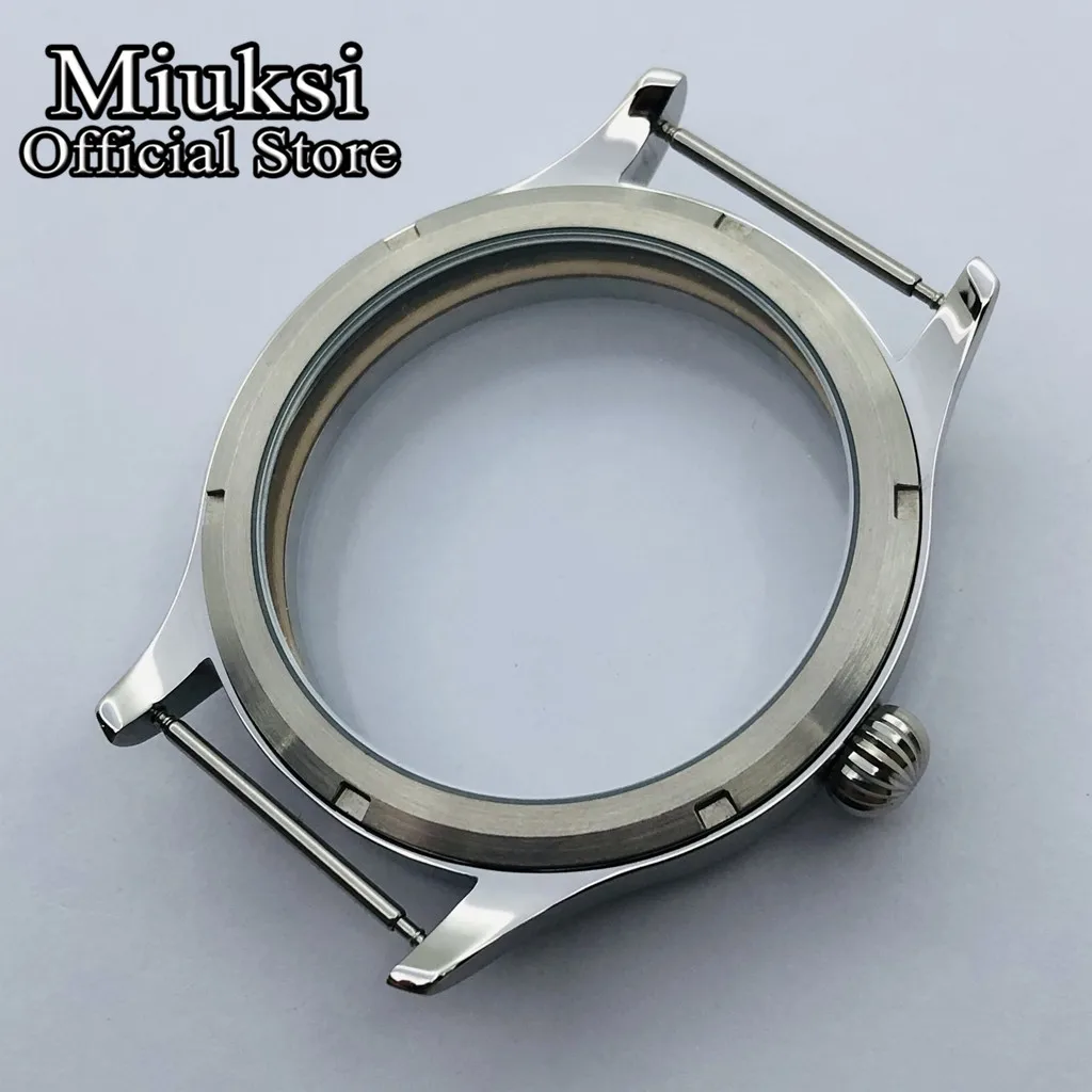 Miuksi 45mm silver stainless steel case fit ETA 6497 6498 Seagull ST3600 ST3620 ST36 series movement