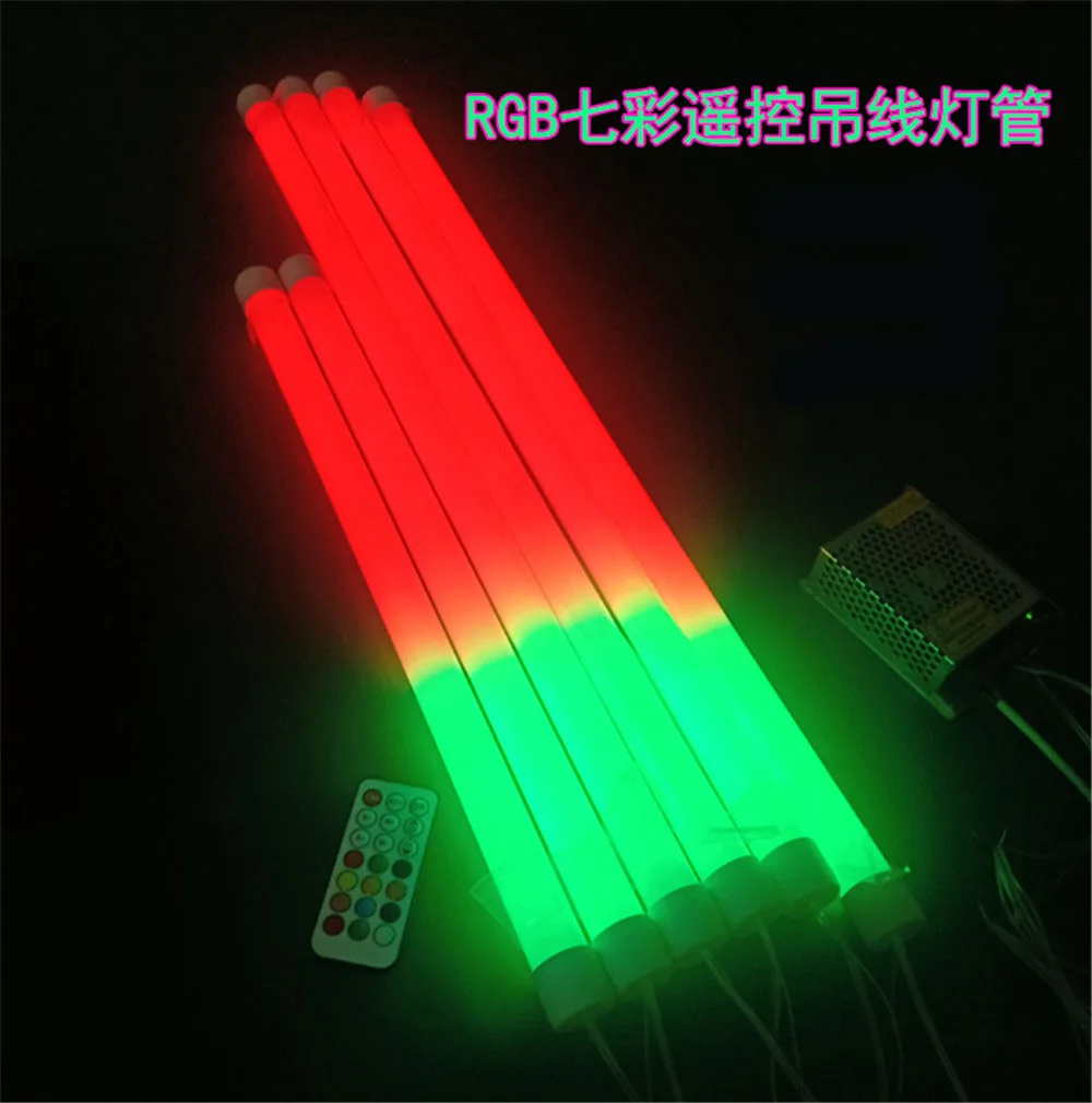 10PCS Colorful RGB LED Tube Lamp Hanging wire DC12V, 1ft 2ft 3ft 4ft 1.2m RGB Led Bar  Remote Control Dance Room Decoration