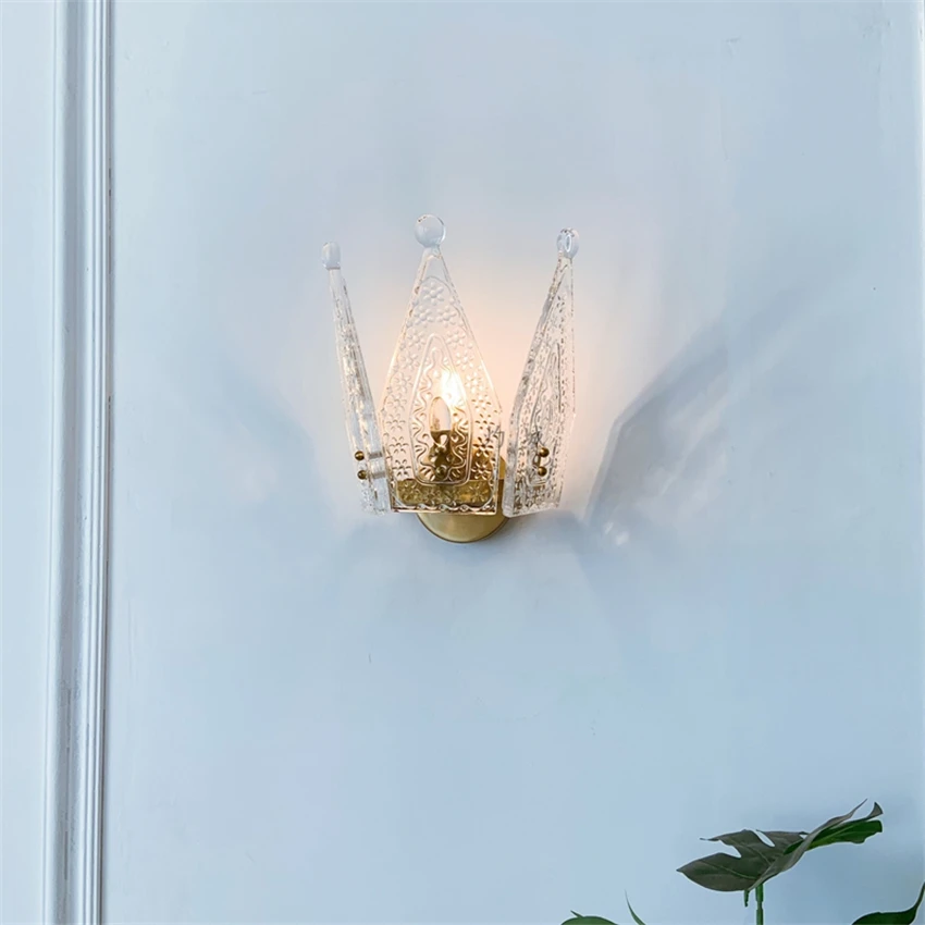 Italian-style ancient French crown glass wall lamps Living room study aisle luxury palace decoration sconces lights lighting