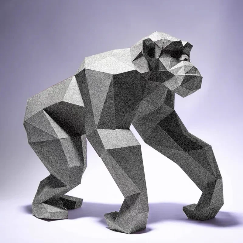 3D PaperCraft DIY Paper Model Gorilla Sculpture Home Decoration Puzzles Animal Models Origami Gifts Adult Toy living room