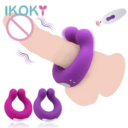 IKOKY Cock Vibrator Ring Clitoris Stimulator Massager Vibrator Sex Toys Couple Vibrator 9 Speeds Penis Clitoral Stimulation