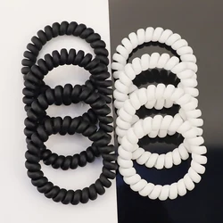 2021 4Pcs/Lot New Matte White Black Telephone Cord Women Elastic Hair Rubber Bands Girls Tie Gum Ponytail  Accessories Headear