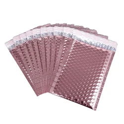 Envelope de bolha metálica, 50 peças atacado, rosa ouro, envelope de bolha almofadado, 9 tamanhos