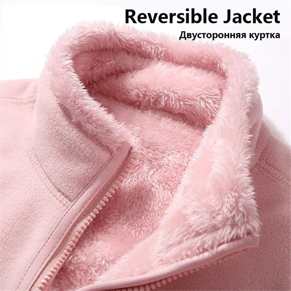 Winter Warm Coats Sweet Women\'s Sweatshirt Unisex Reversible Polar/Coral Fleece Harajuku Hoodies Ladies Flannel Pullover Hoodie