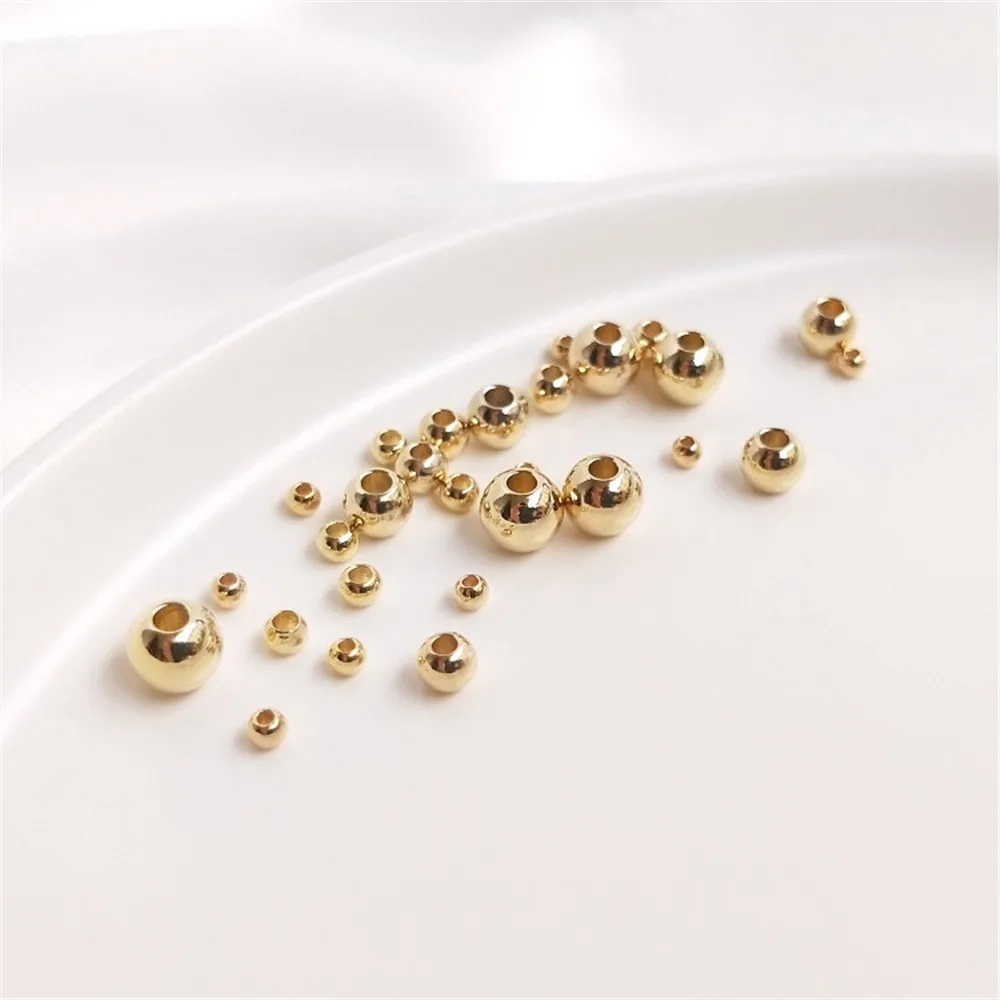 

14K plated gold filled Round beads loose beads DIY bracelet first jewelry handmade beaded material accessories