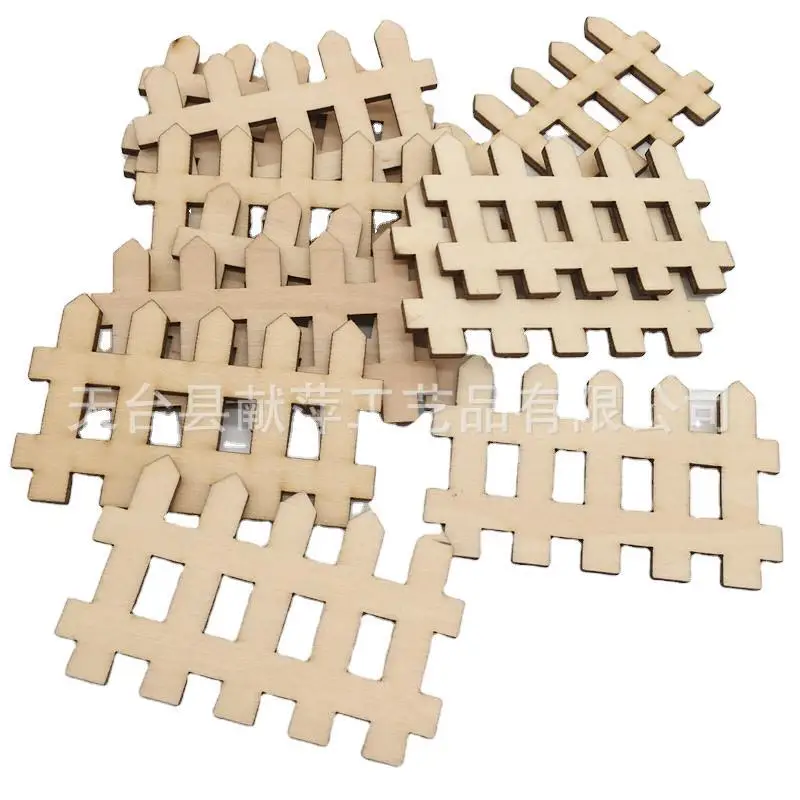 20Pcs Unfinished Wooden Garden Fence Crafts Blanks Wood Wood House Fence Ornament for DIY Wood Picket Fence Mini Ornament