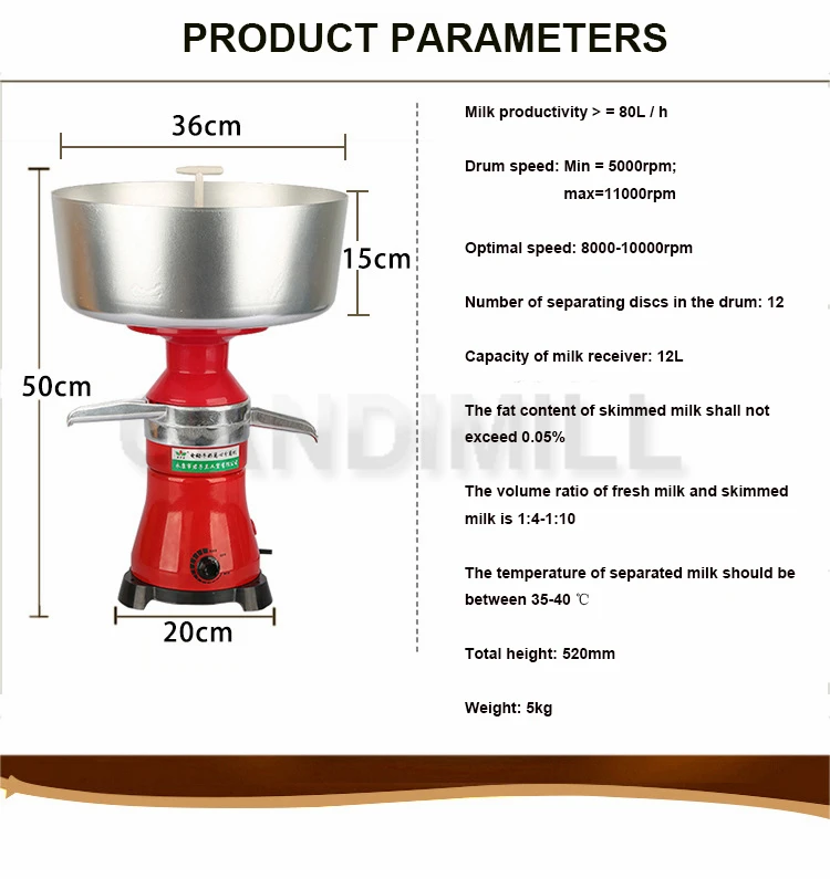 220V 110V 80L Electric Milk Centrifugal Separator Cream Separator Milk skimmer machine DIY Butter Skimmed Milk