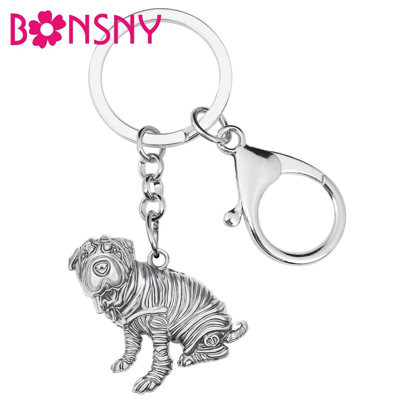 Bonsny Alloy Antique Gold Plated Shar Pei Dog Keychains Lovely Animal Keyring Jewelry For Women Men Kid Gift Purse Accessories