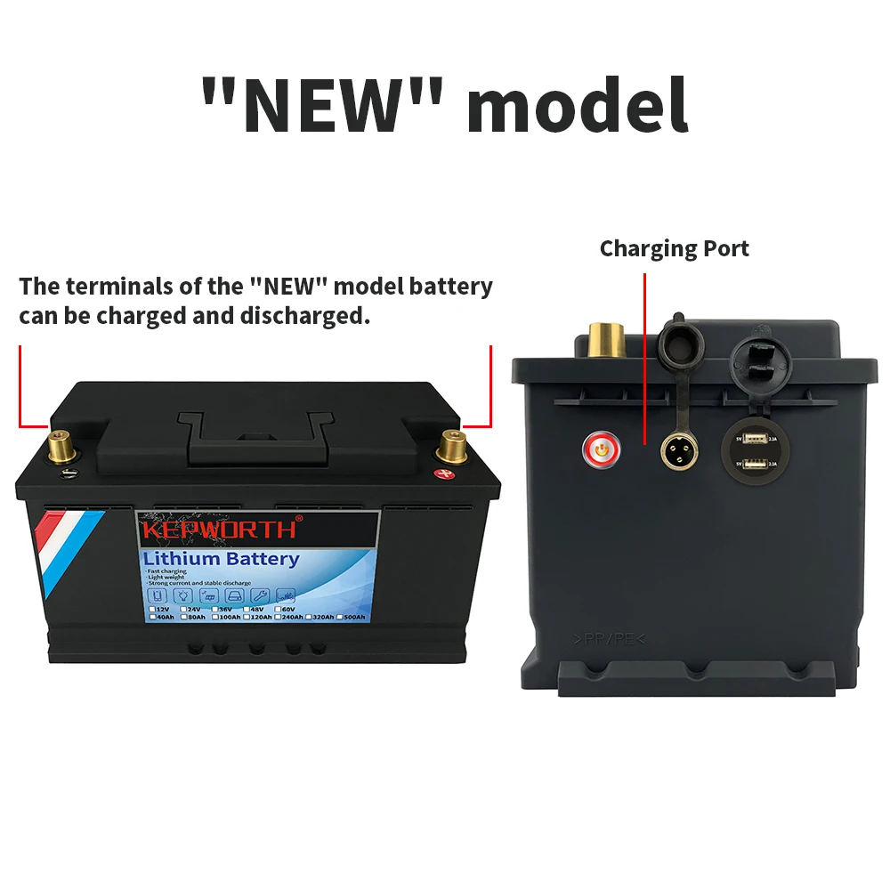 New 12V 50 100 120 135 180 200 300 400Ah LiFePO4 Battery Pack With Upgraded BMS Lithium Power Golf Cart RV Campers Off-Road