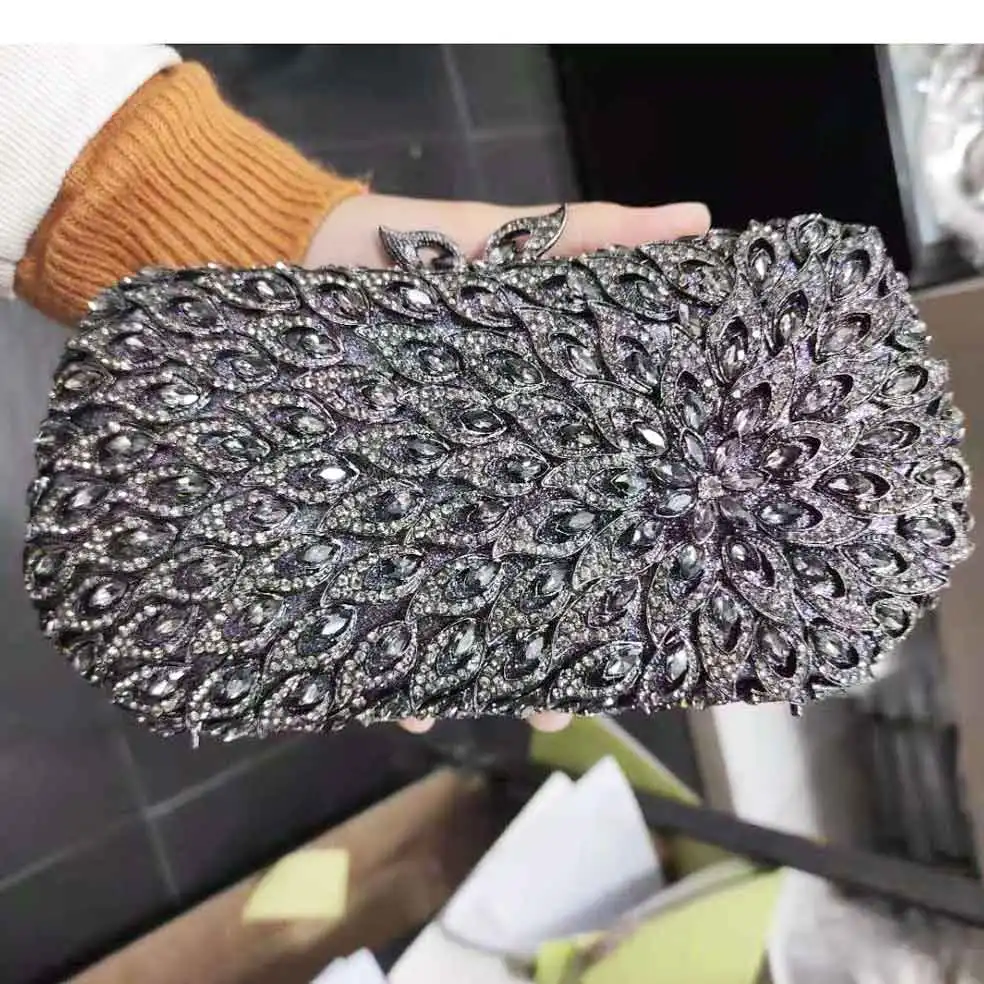 Luxury Grey Crystal Evening Bags