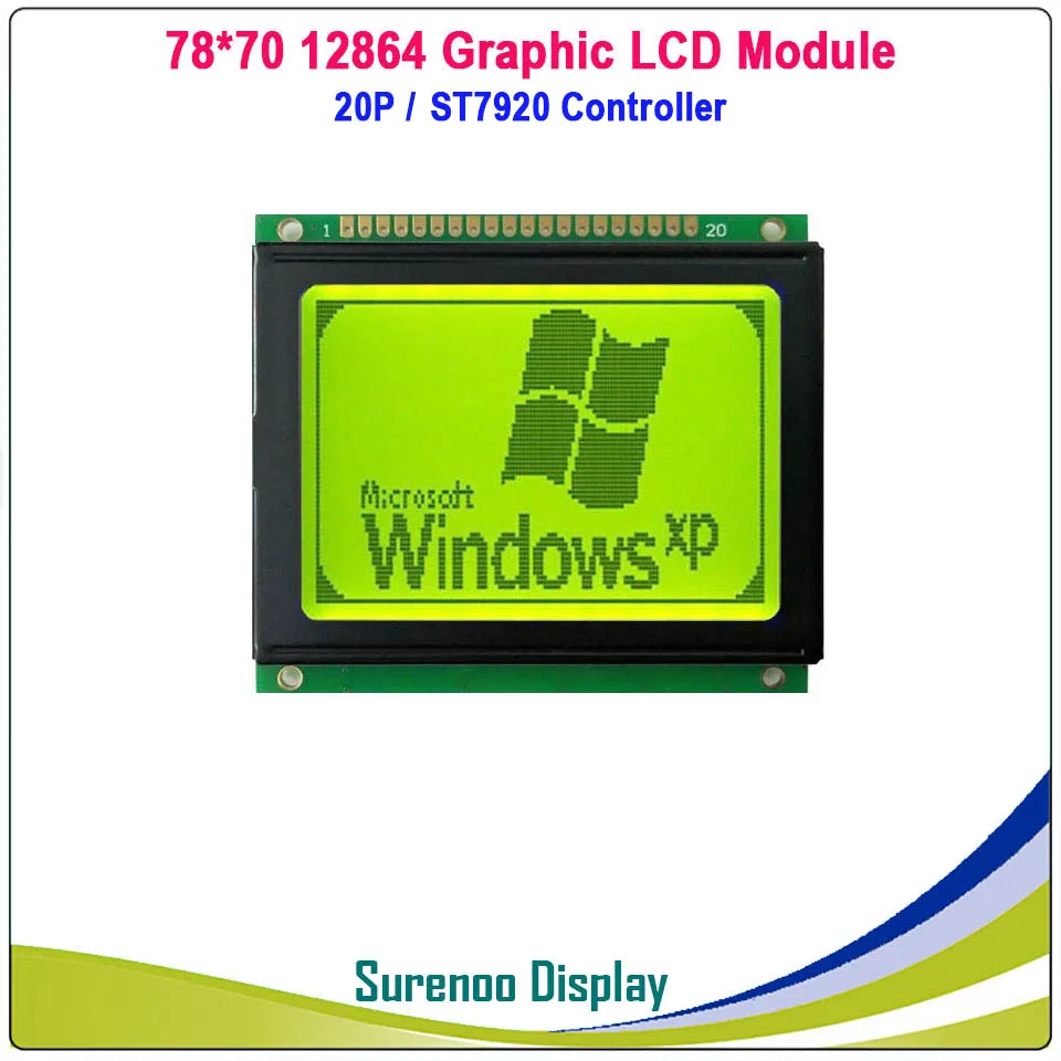 2.7" 78X70MM 12864 Graphic Matrix LCD Module Display Screen KS0108 ST7920 Controller Yellow Green Blue LCD with LED Backlight