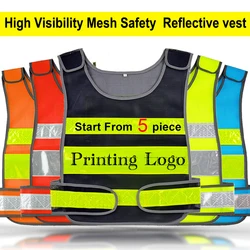 Motorcycle Vest Men Hi Vis High Visibility Mesh Reflective Safety Vest Logo Printing