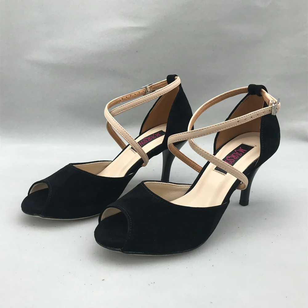 Sapatos de dança argentina tango, sapatos de couro sintético com sola dura de 9cm para eventos, 7.5cm