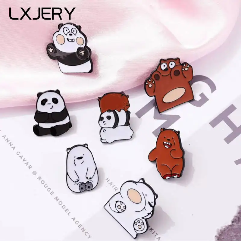 2020 new Cartoon Panda Polar Bear Enamel Pin Badge On Backpack Cute Brooch Pins For Clothes Broche For Women Girl Schoolbag