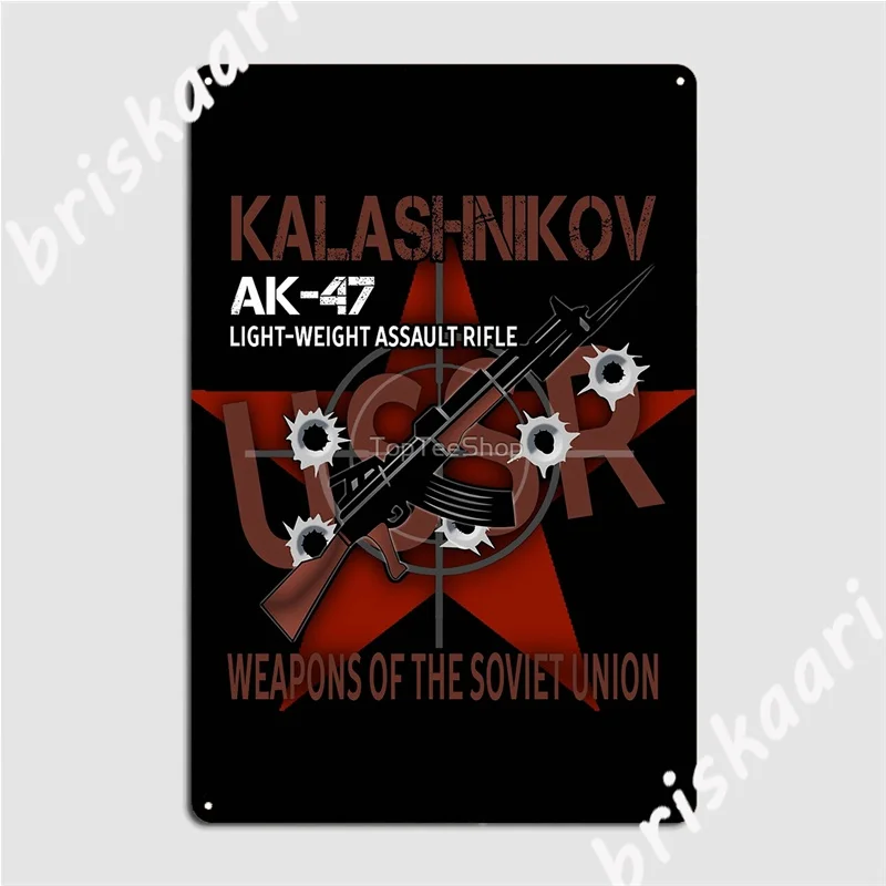 Vintage Soviet Weapon Kalashnikov Ak-47 Cccp Ussr Russia Metal Signs Cinema Garage Cinema create Plaques Tin sign Posters