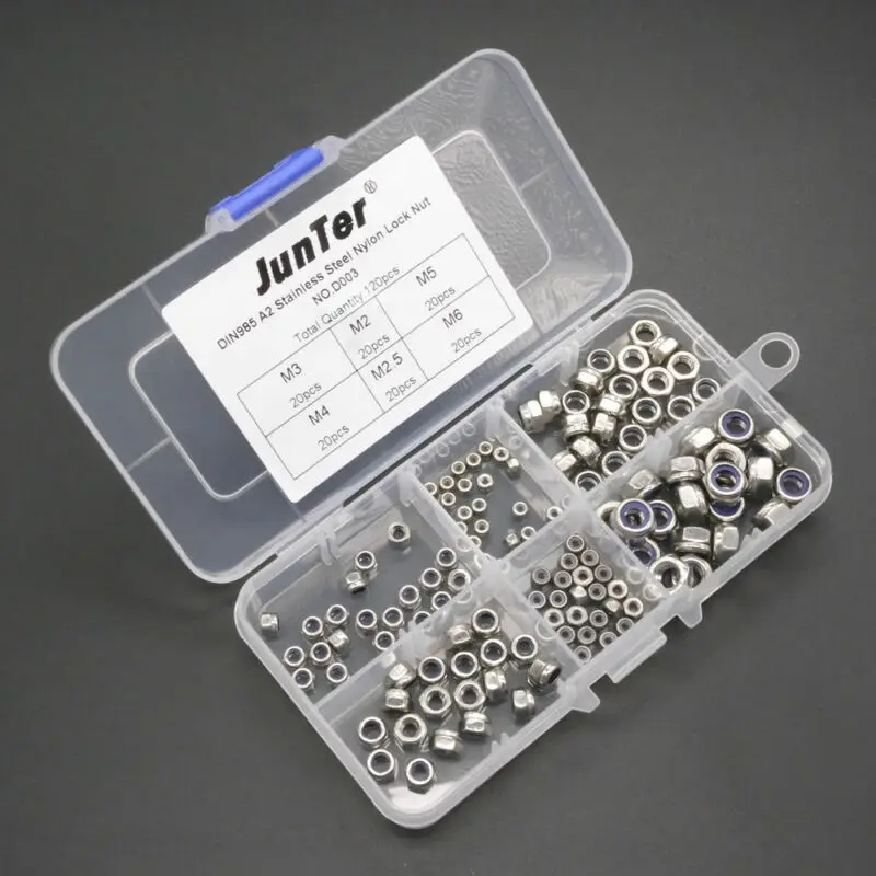 MeaccelWieshammKit-Ecrou de blocage en acier inoxydable, 120 pièces/boîte, M2, M2.5, M3 figuré, M5, M6, 304