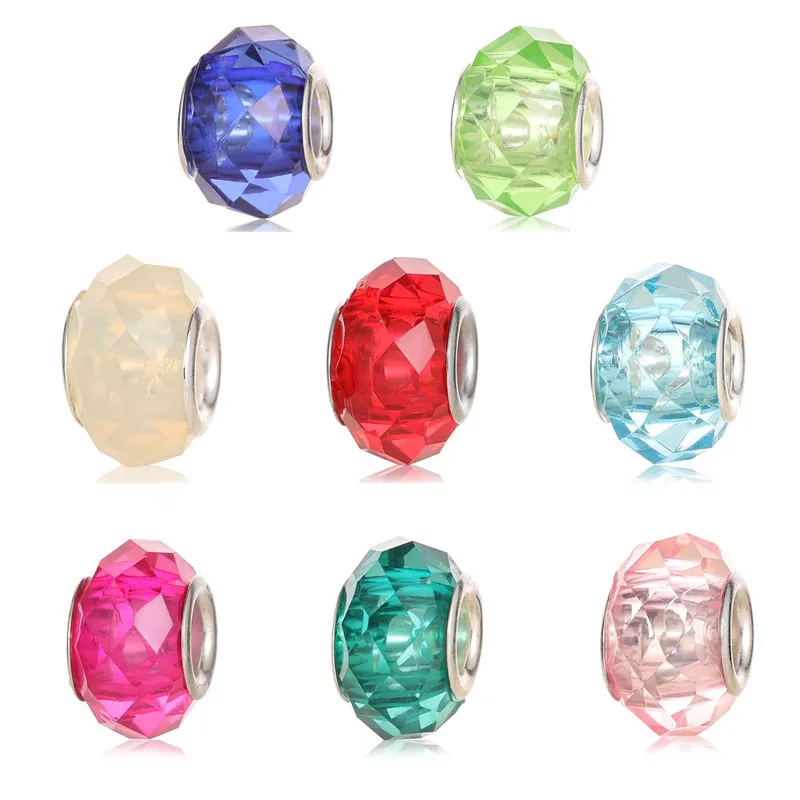 New Fashion Big Hole Colorful Faceted Beads DIY Pendant Suitable For Charm Bracelet Ladies Jewelry Making Gifts