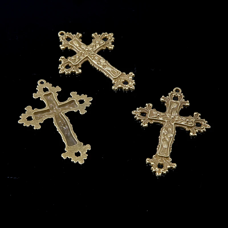 جديد كلاسيكي سحر الفضة مطلي الكاثوليكية الصليب قلادة قلادة سوار إكسسوارات معدنية DIY صنع المجوهرات #4