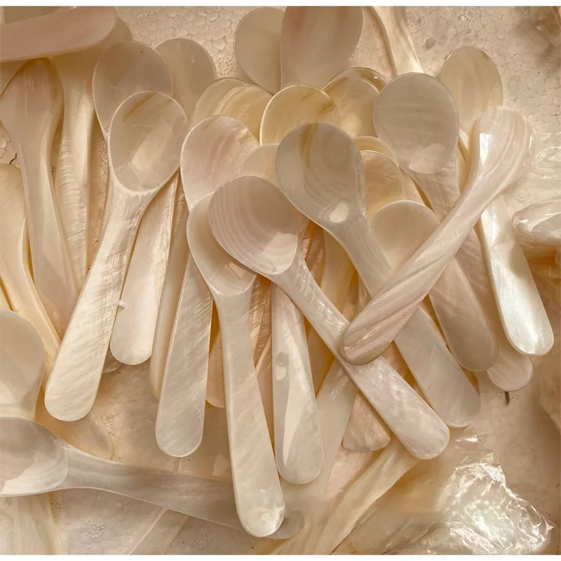 天然シェルで作られたスプーン,カトラリー,デザート用,キッチン