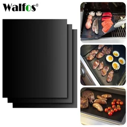 WALFOS-estera de Ptfe para parrilla de barbacoa, 0,2mm de grosor, 33x40cm, antiadherente, reutilizable, para hornear