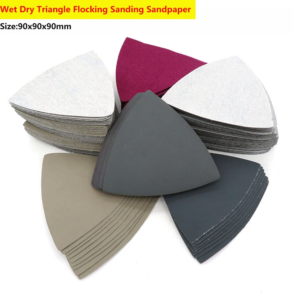 

20pcs 90x90x90mm Waterproof Triangle SandPaper Wet Dry Hook Loop Flocking Sanding Sandpaper Abrasive Polishing Tool 60-10000 Gri