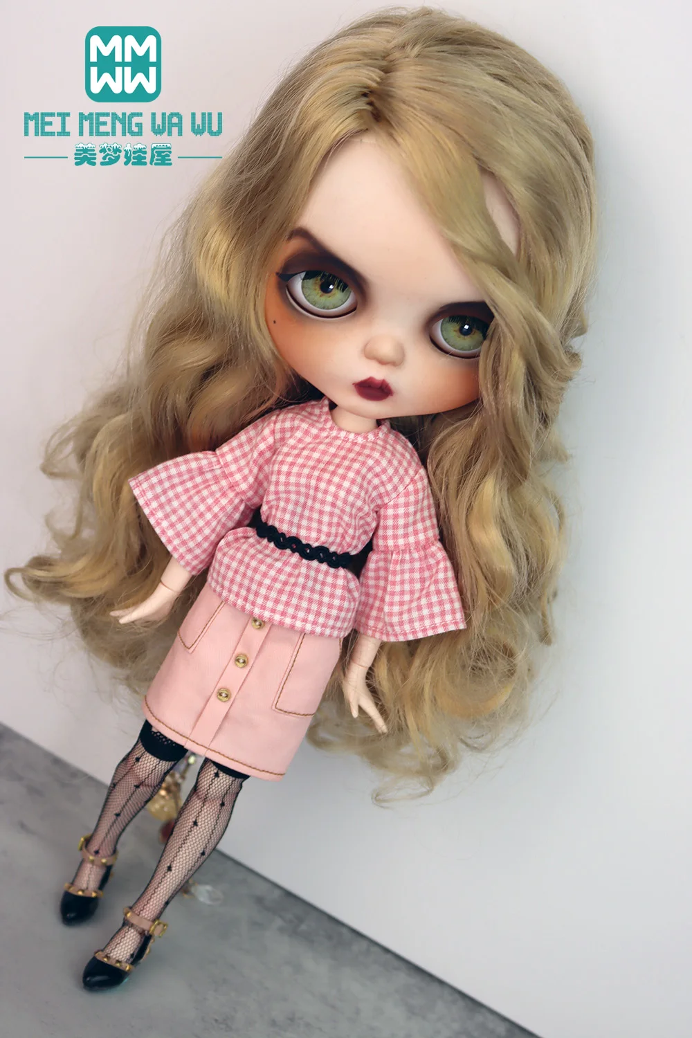 Fits Blyth Azone OB23 OB24 Doll Clothes accessoreis Fashion plaid shirt, denim skirt Girl's gift