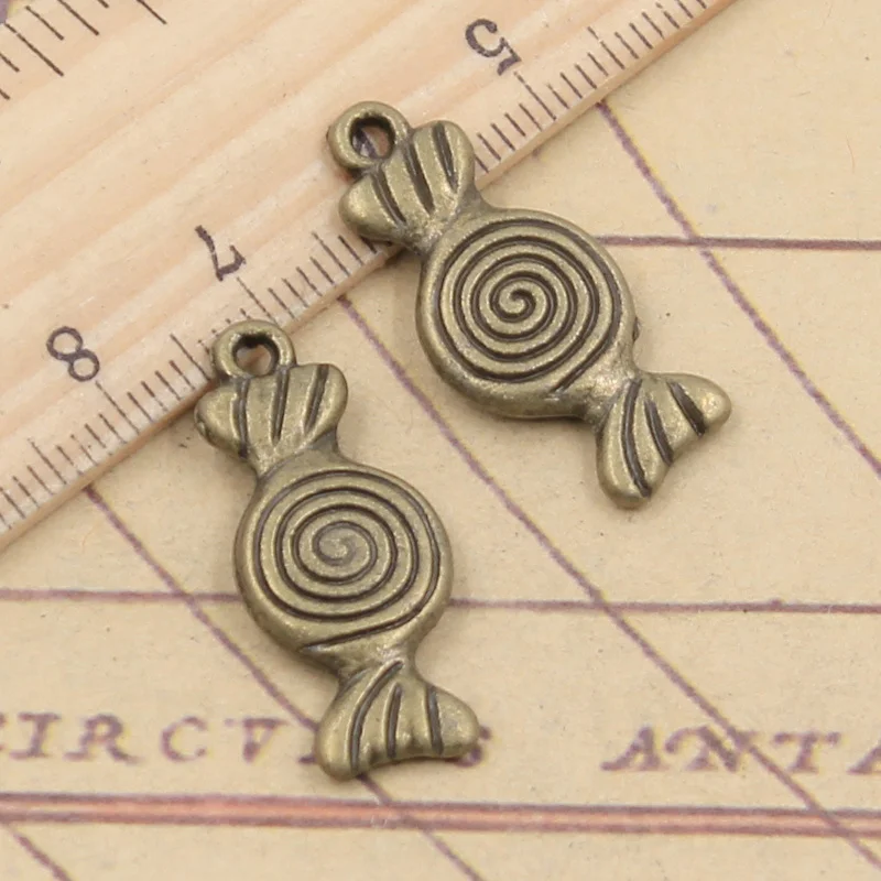 10pcs Charms Candy Sweet 27x12mm Tibetan Bronze Silver Color Pendants Antique Jewelry Making DIY Handmade Craft