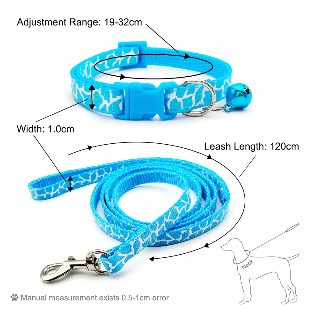 24 Sets Cat Dog Collar Harness Traction Adjustable Pet Traction Cat Crack Print Collar Cats Products Pet Harness Belt for Puppy