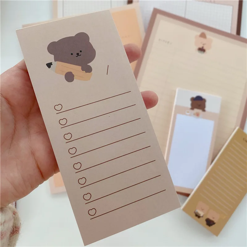 Ins Cartoon Cute Bear Notebook B5 Grid B5 50 Sheets Student Creative Learning Note Paper Memo Pad Kawaii Diary School Stationery