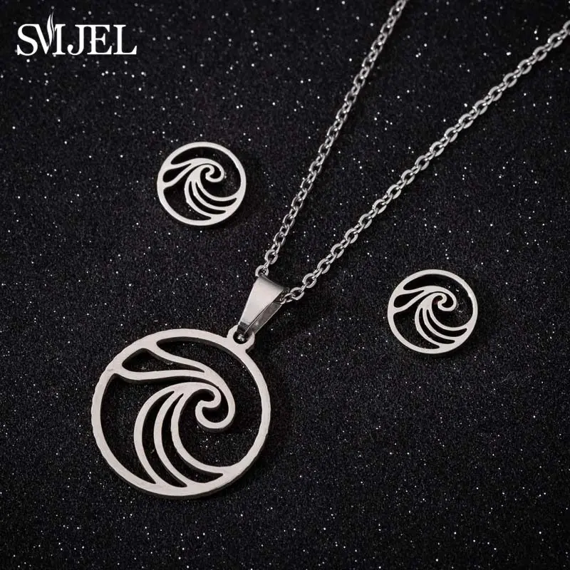 Women's Stainless Steel Coconut Tree Necklace & Earrings Set
