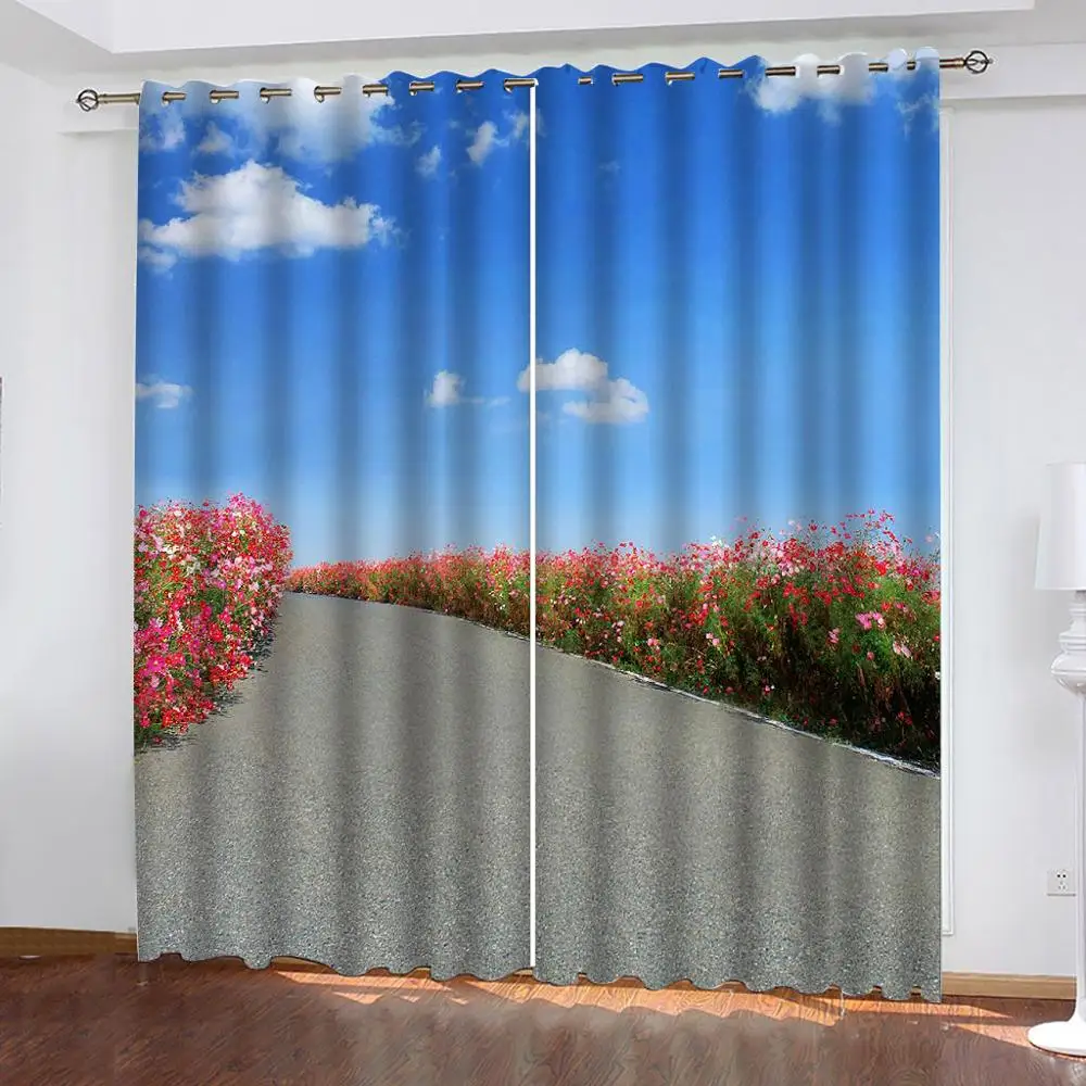 

Photo blue sky curtains 3D Window Curtain For Living Room modern living room curtains