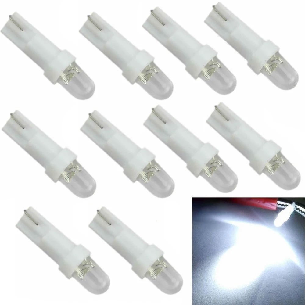 자동차 인테리어 T5 LED 1 SMD DC 12V 라이트 세라믹 대시 보드 게이지 악기, 세라믹 자동차 자동 사이드 웨지 라이트 램프 전구, 10 개