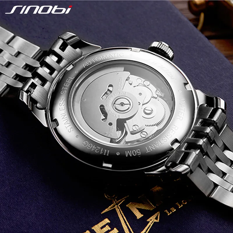 SINOBI High Quality Automatic Watch Mens Mechanical watches Japanese Miyota Movement Men's Watches Luxury Wristwatches