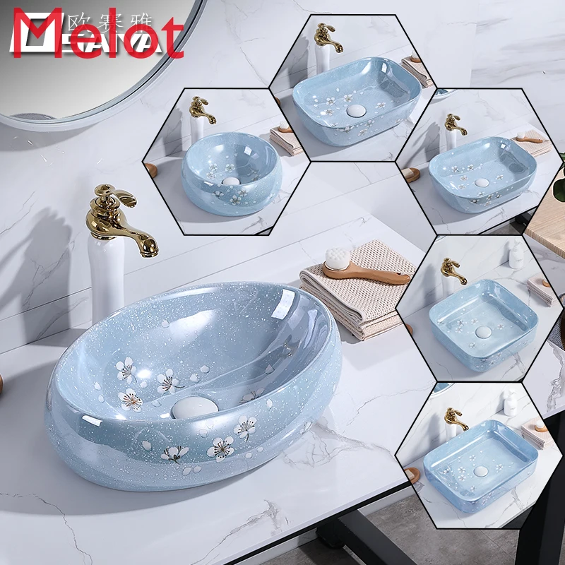 New Chinese Style Xuemei Table Basin Wash Basin Art Basin Creative Individual Porcelain Table Wash Basin Home Toilet