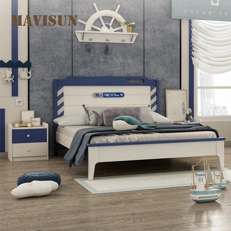 

Nordic Children's Bed Boy Teenager Bed Solid Wood Bed 1.5 Meters Boy Handsome Bed All Solid Wood Home Furniture Bed