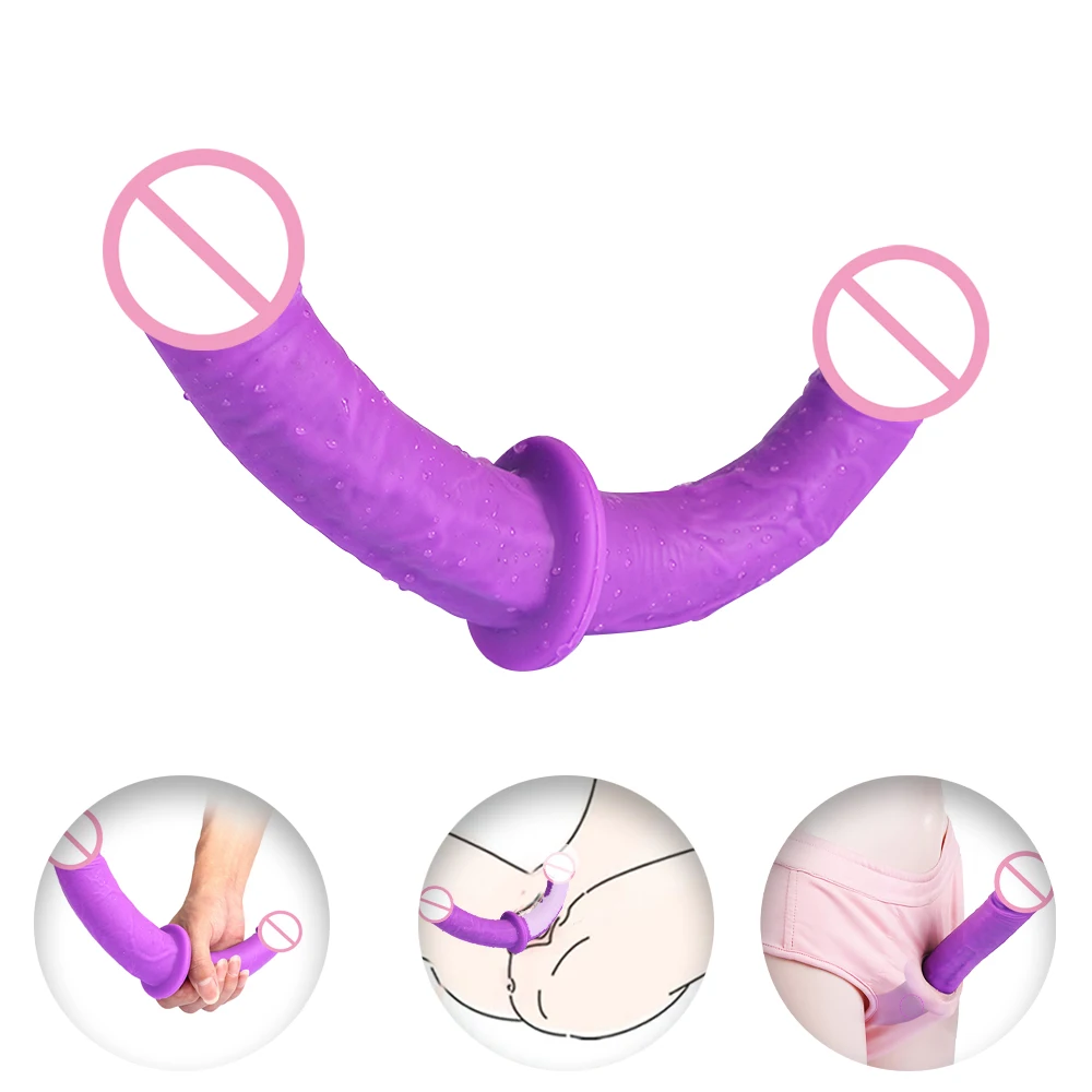 Strap-on anale morbido Dildo Double End Silicone artificiale pene Strapon donna a uomo giocattolo adulto per coppia lesbiche masturbazione Gay