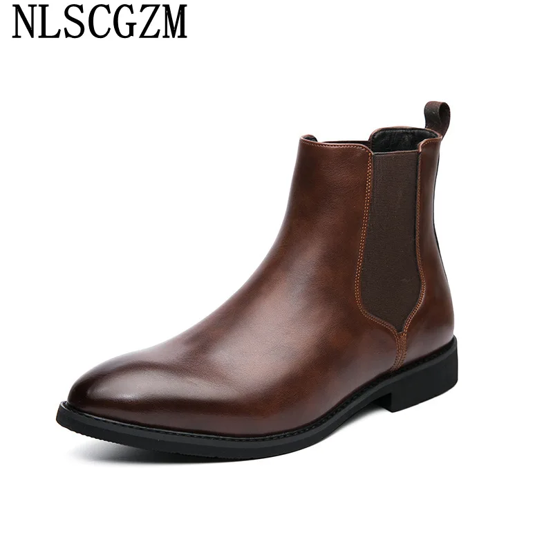 

Chelsea Boots Men Ankle Boots for Men Male Leather Casual Shoes Snow Boots Black Shoes Luxury Designer Shoes Zapatilla De Hombre